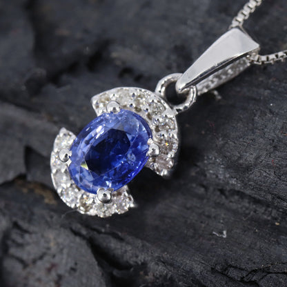 Blue Sapphire Necklace Silver