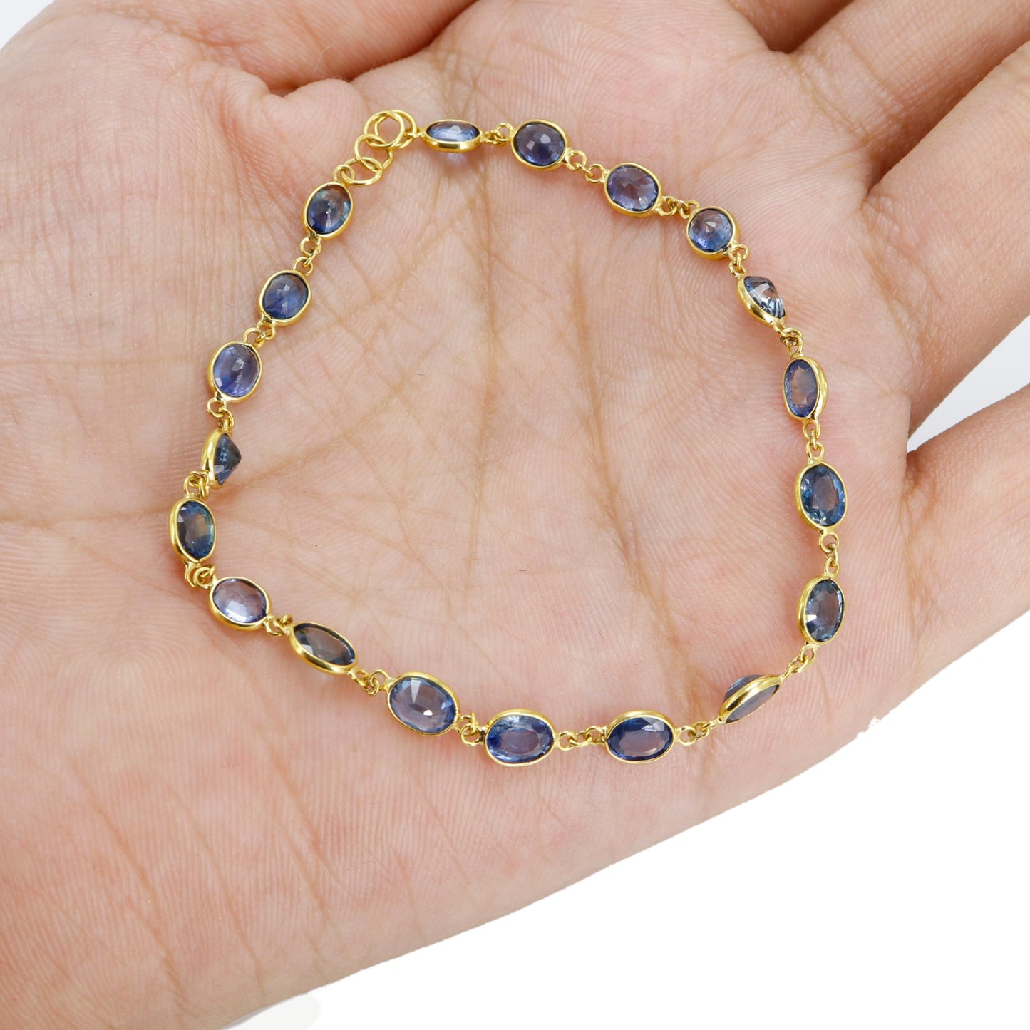 Handmade Blue Sapphire Bracelet 14K Gold
