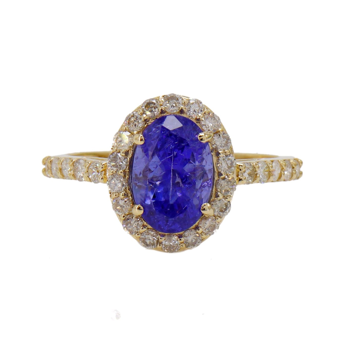Deep Blue Tanzanite & Setted Yellow / Proposal Ring 14K Gold