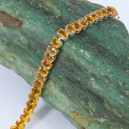 Citrine Stone Bracelet Silver