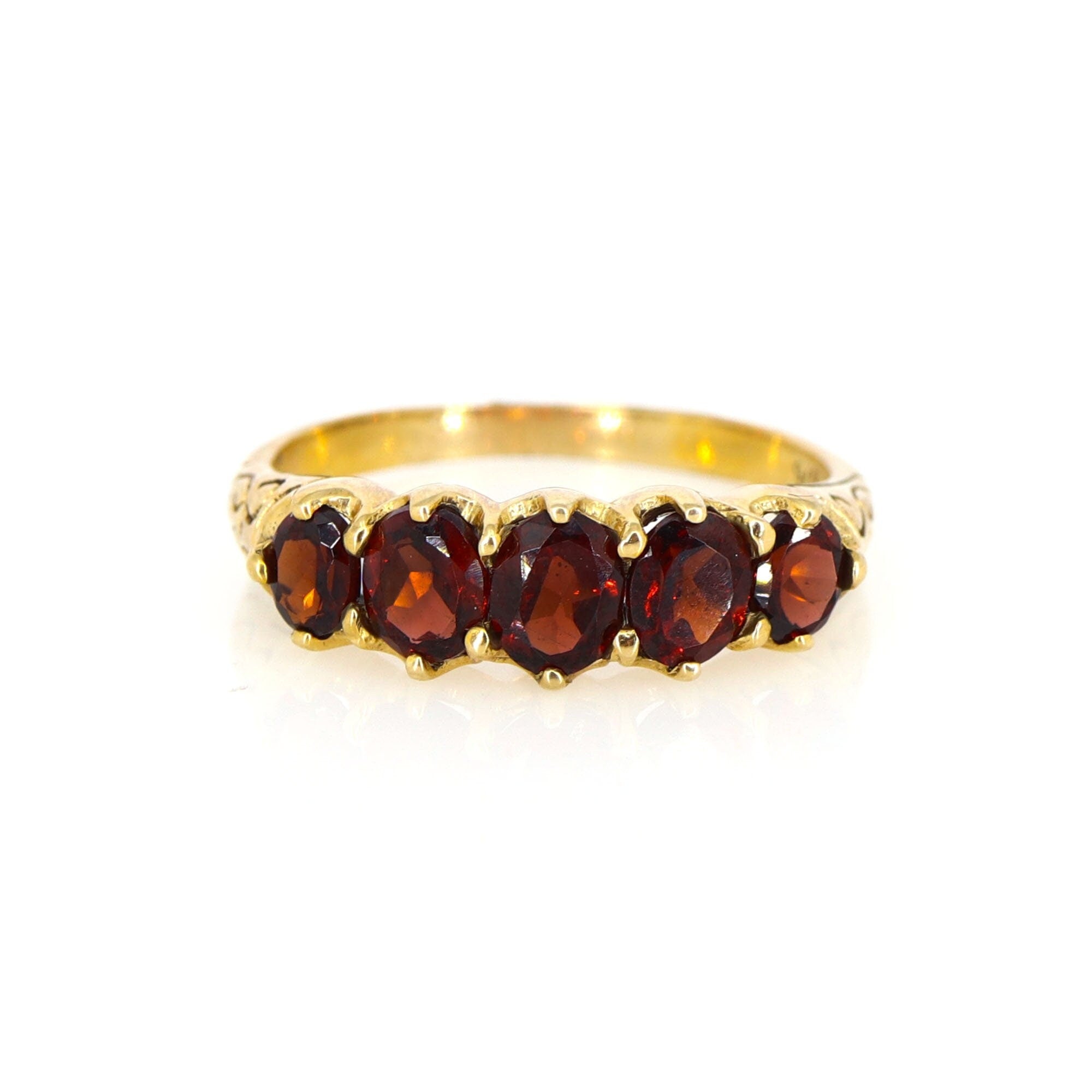 Georgian Antique 9K Yellow Garnet Cocktail Halo Ring Gold