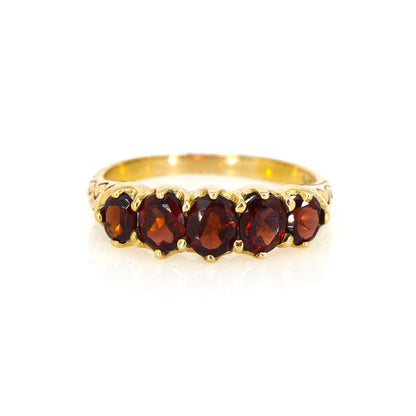 Georgian Antique 9K Yellow Garnet Cocktail Halo Ring Gold