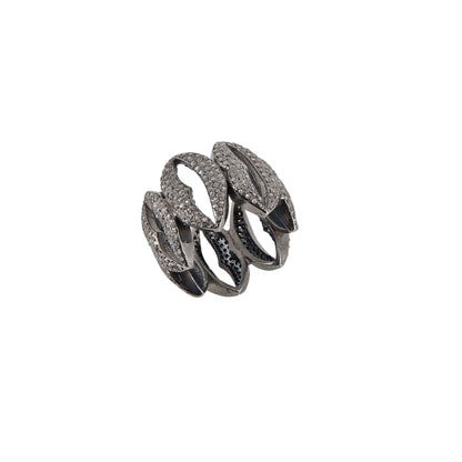 Lips Pave Ring Silver