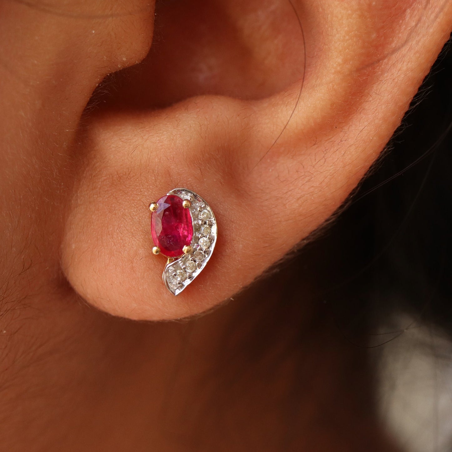 New Style Yellow .74Ct Ruby Earring 14K Gold