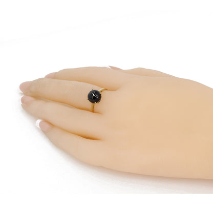 Indian Black Star Ring 14K Gold