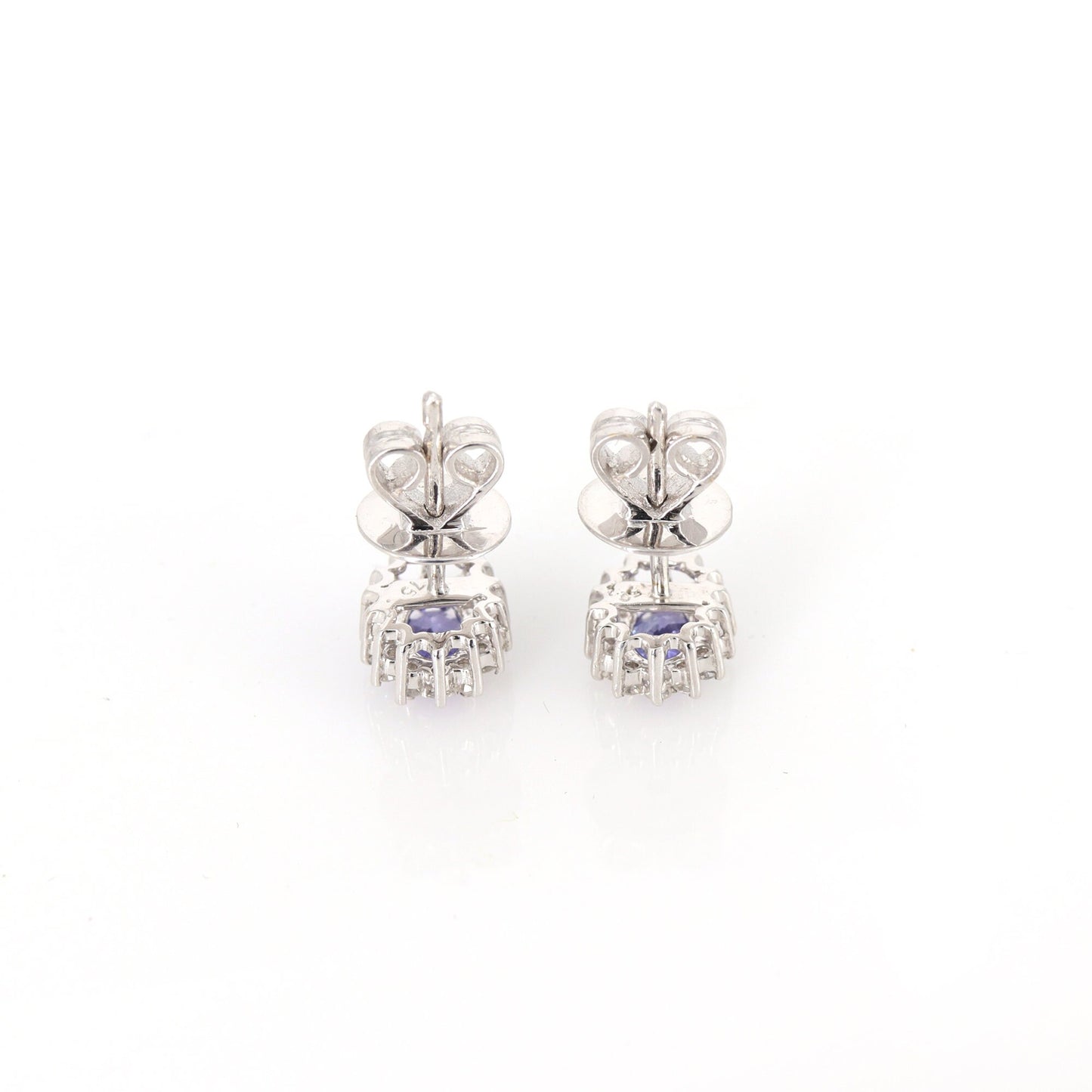 Cluster Tanzanite Studs White Multi Gemstone Tanzanite Earring 18K Gold