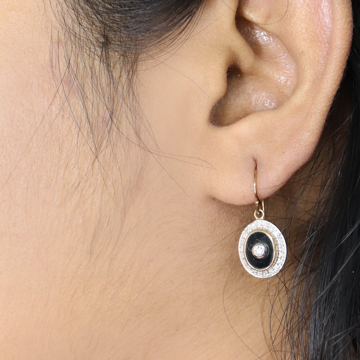 Black Onyx Dangle Earring Gold