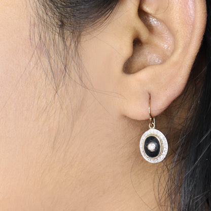 Black Onyx Dangle Earring Gold