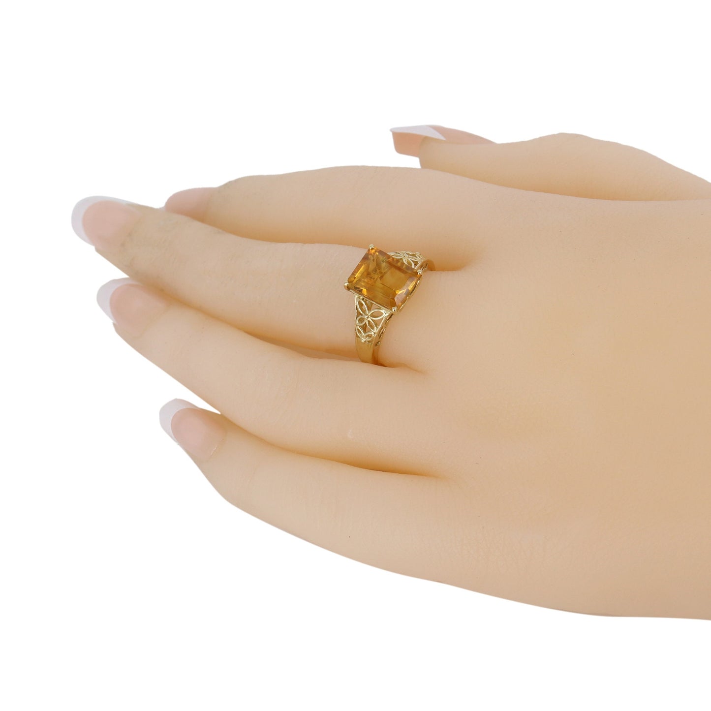 Yellow Filigree Citrine Ring 14K Gold