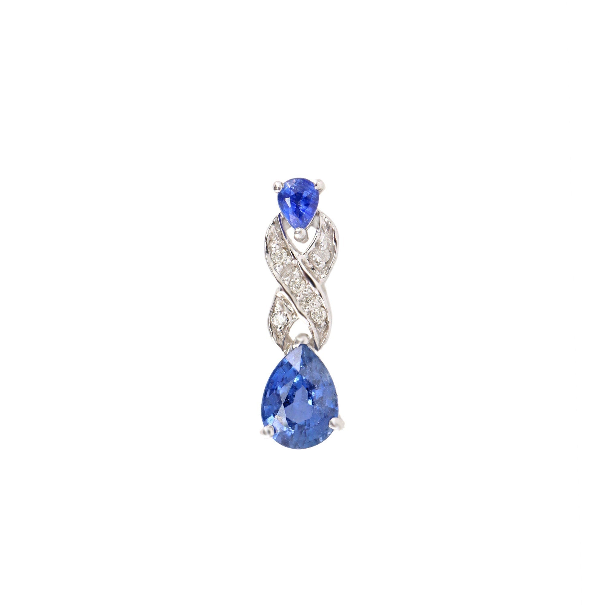 Pear Cut Blue Sapphire Pendant 14K Gold