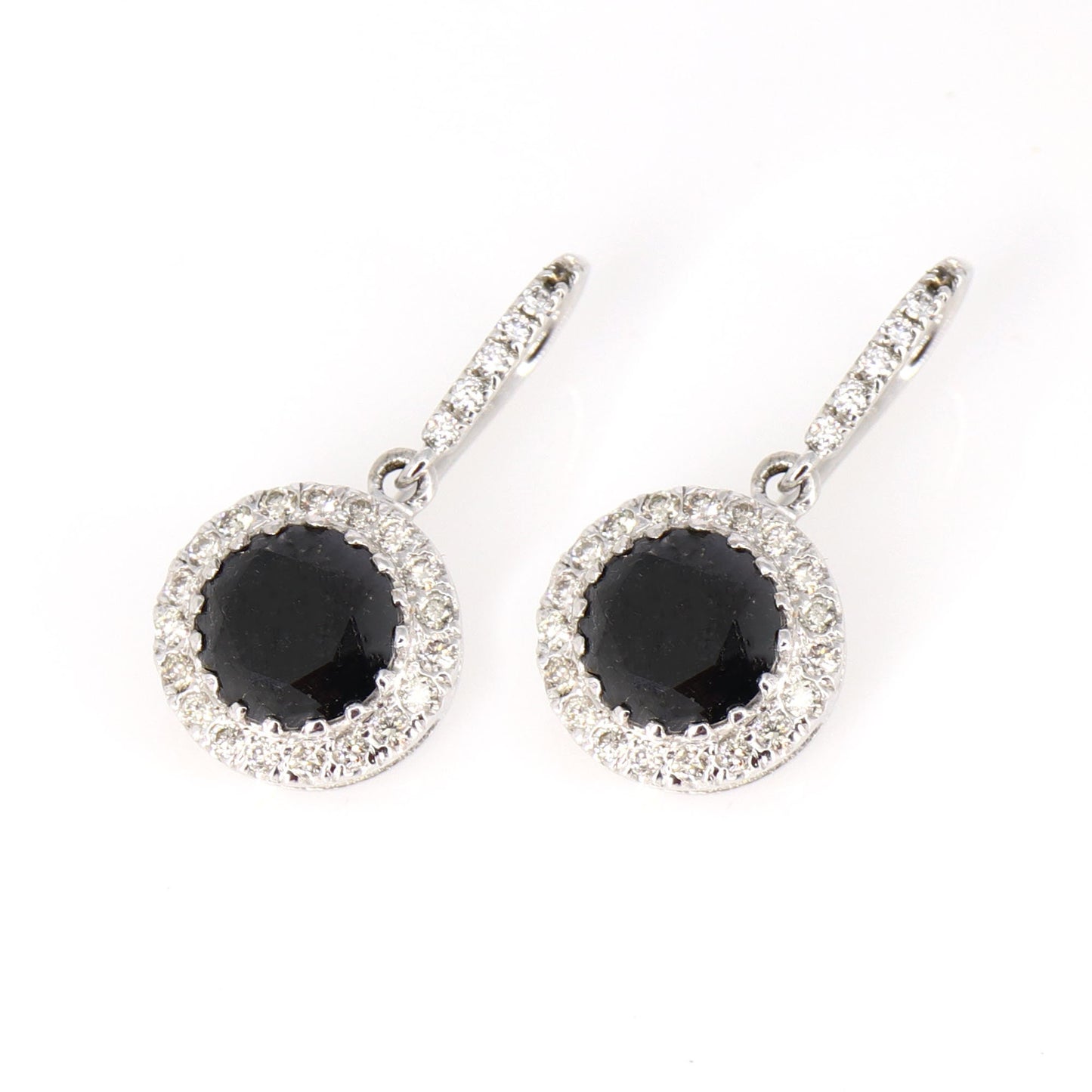 Genuine White Black & White Drop / Dangle Earring 18K Gold