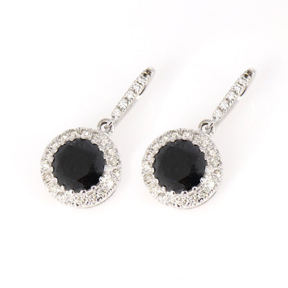 Genuine White Black & White Drop / Dangle Earring 18K Gold