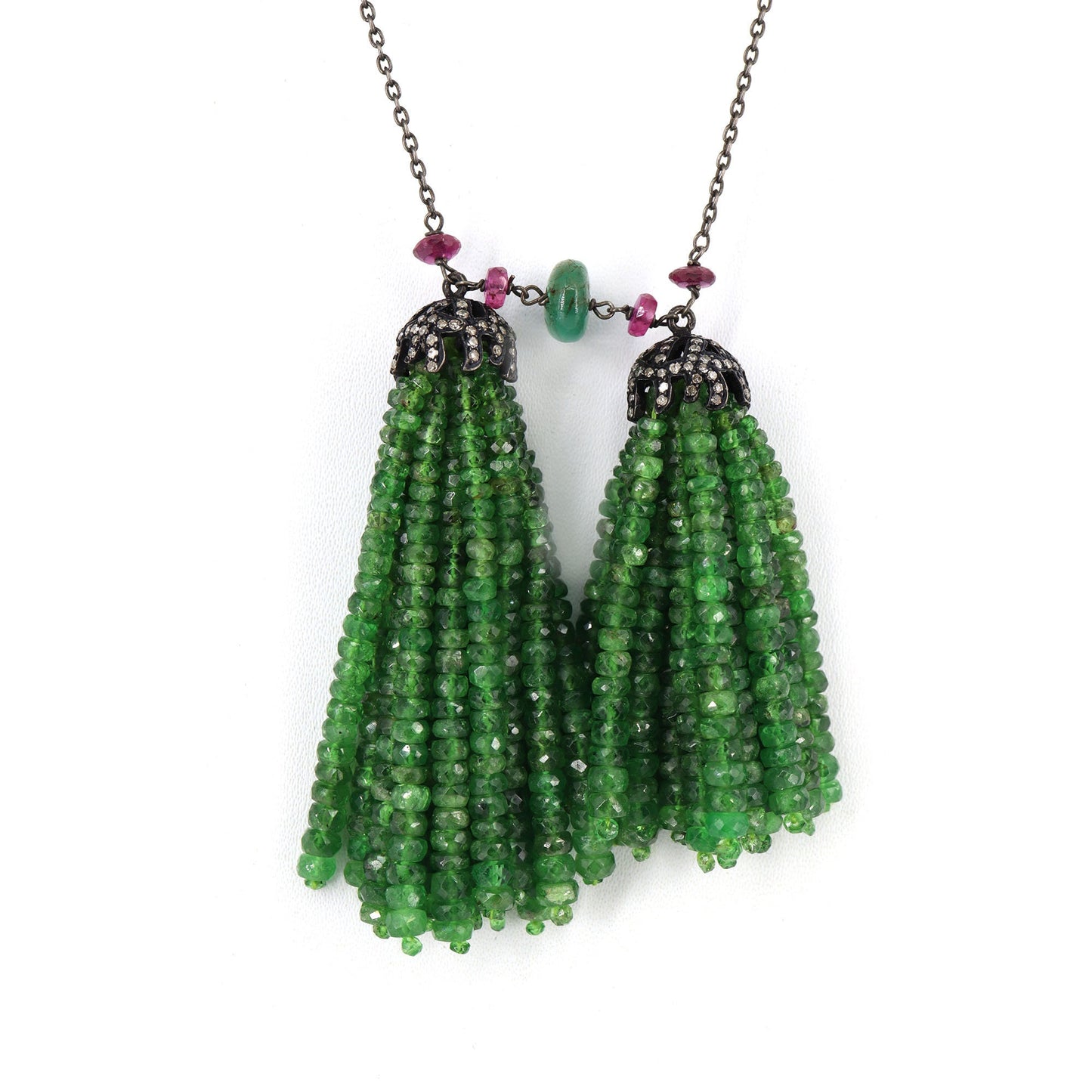 Handmade Tassel Emerald Necklace