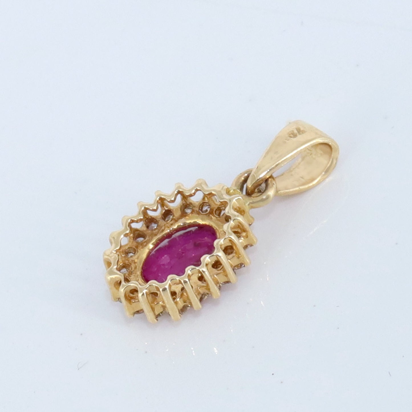 Ruby Halo Pendant 18K Gold