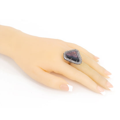 Bio Tourmaline Multi Color Stone Ring Silver