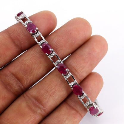 Ruby Cubic Zircon Bracelet Silver