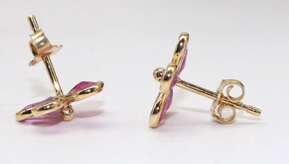 Yellow Floral Handmade Ruby Hanging Earring 18K Gold