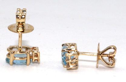 Aquamarine Stud Earring 14K Gold