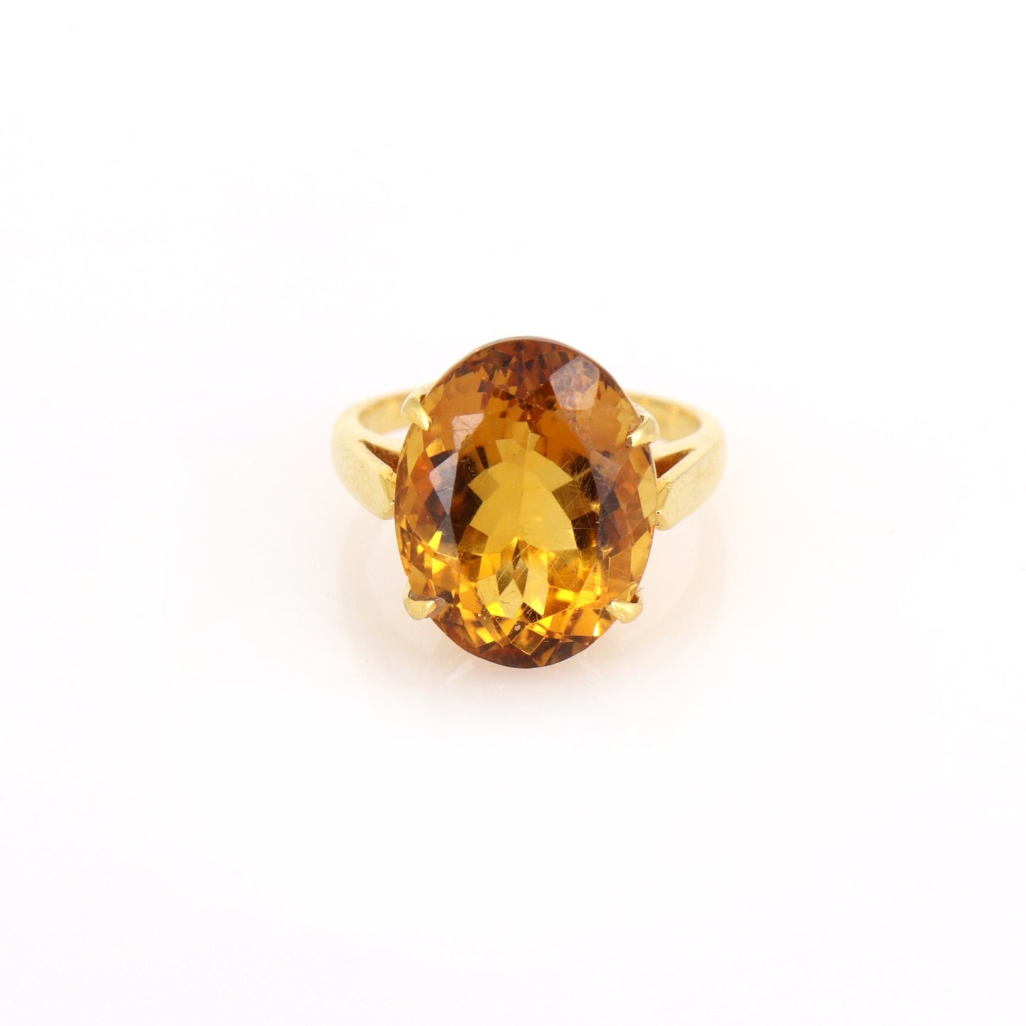 Yellow Jewelry Golden Topaz Gemstone Ring 18K Gold