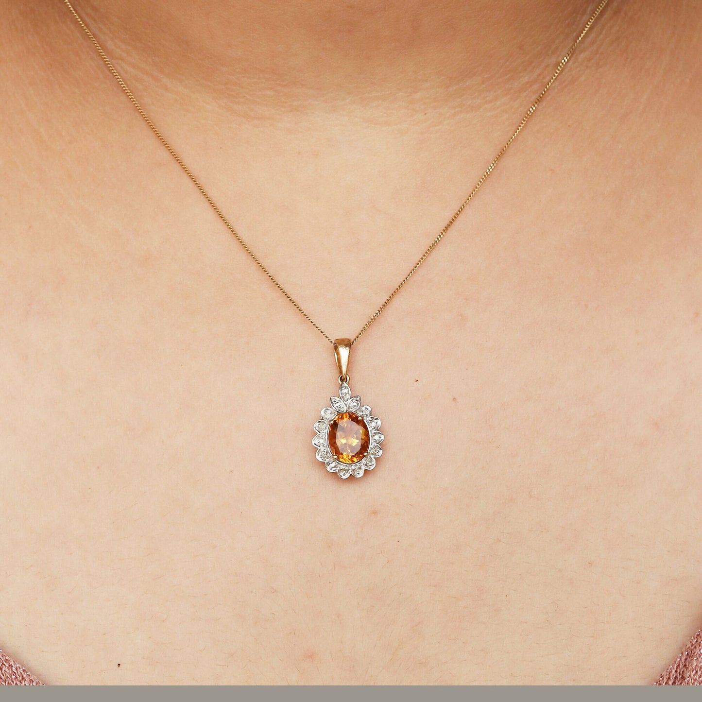 Citrine Pendant 14K Gold
