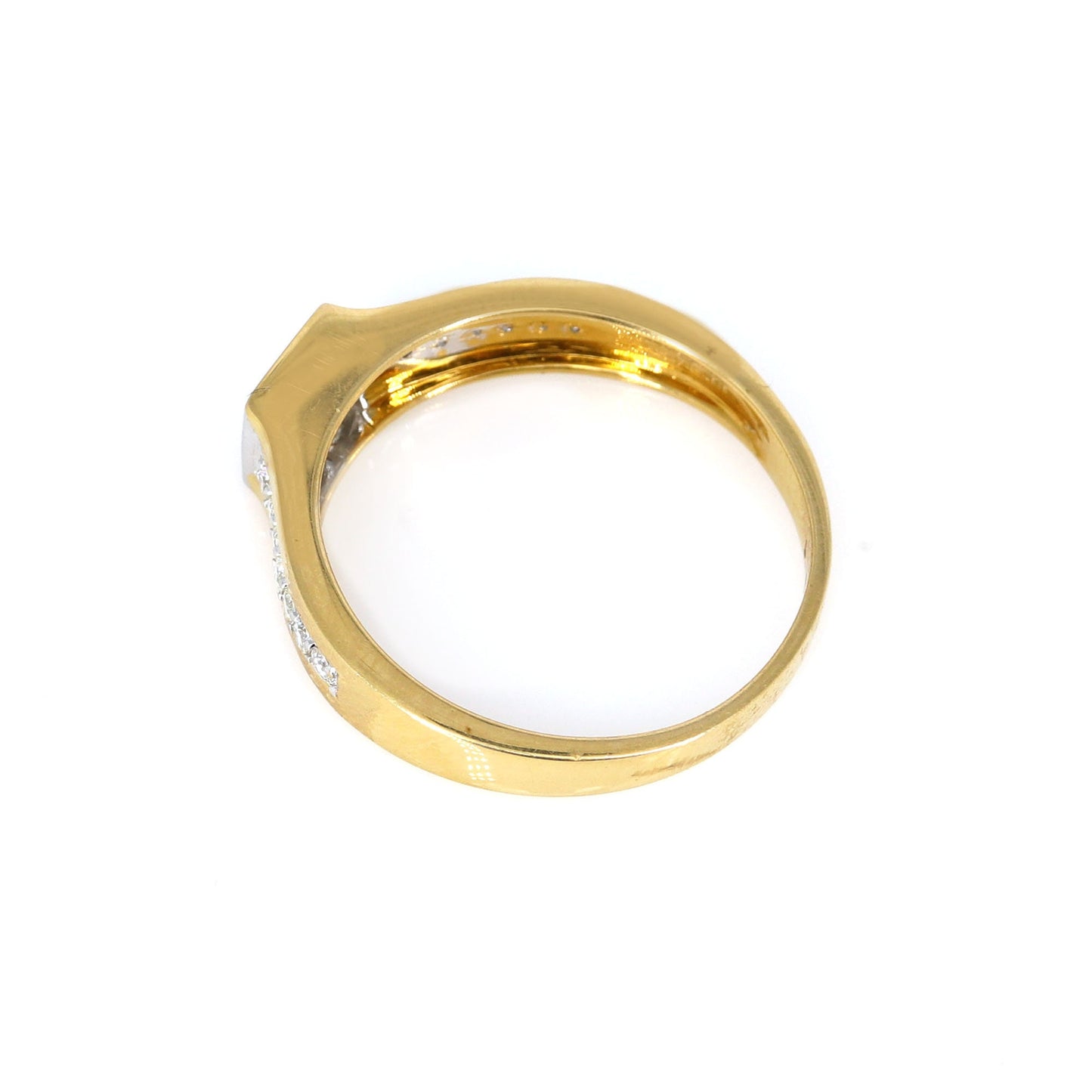 Princess Cut Center Round Cut Ring 18K Gold