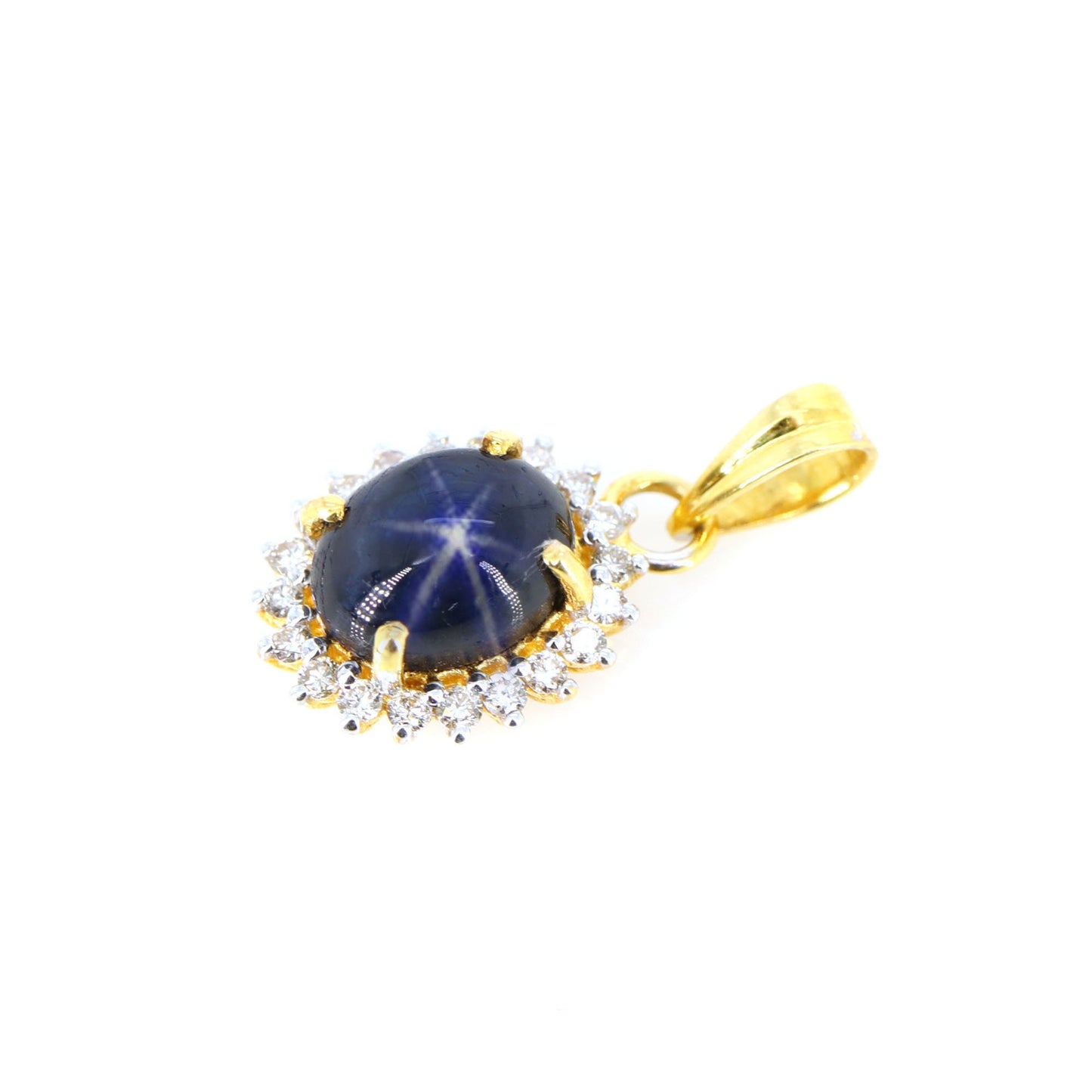Blue Star Sapphire Jewelry Women Star Sapphire & Pendant 14K Gold