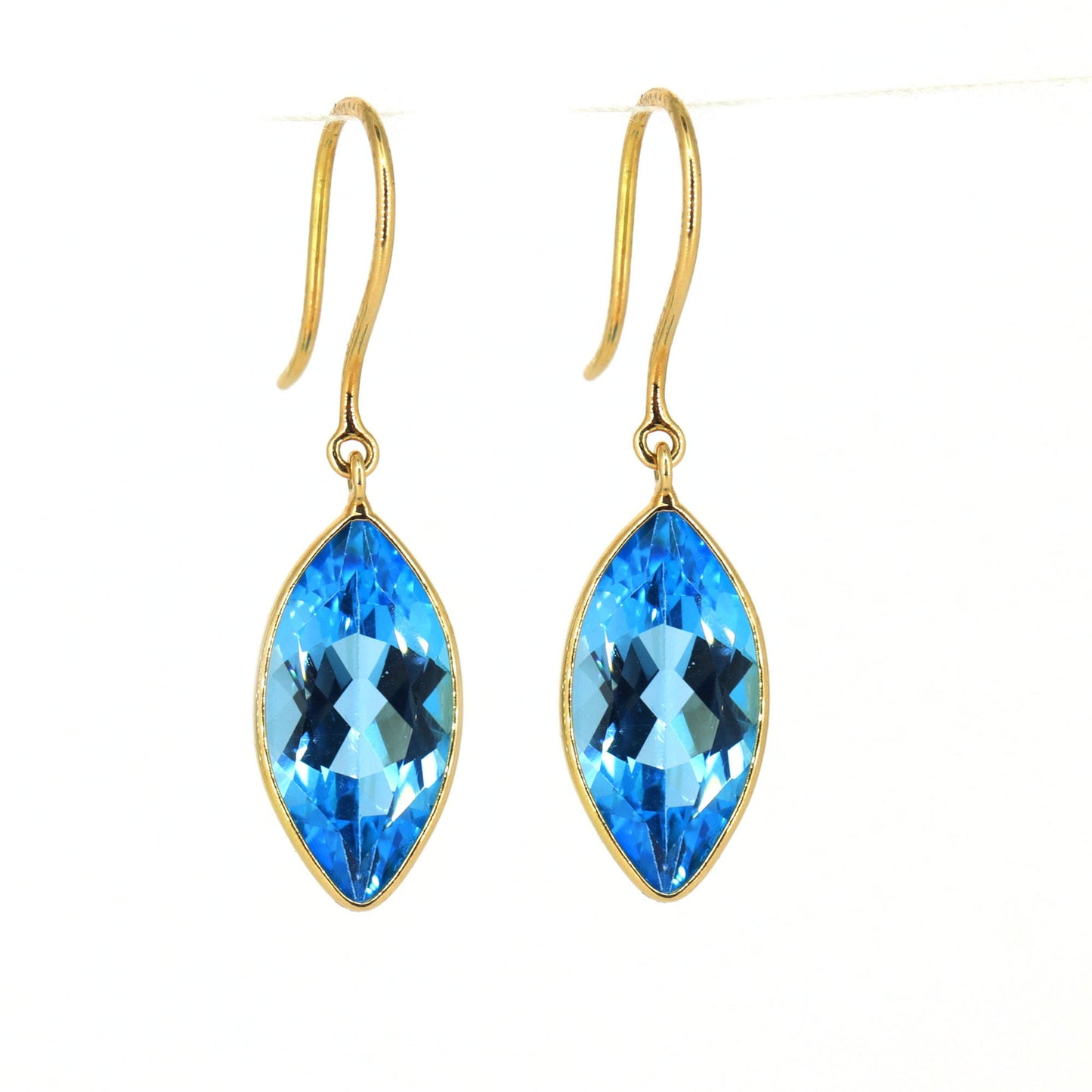 Yellow Handmade Blue Topaz Earring 18K Gold
