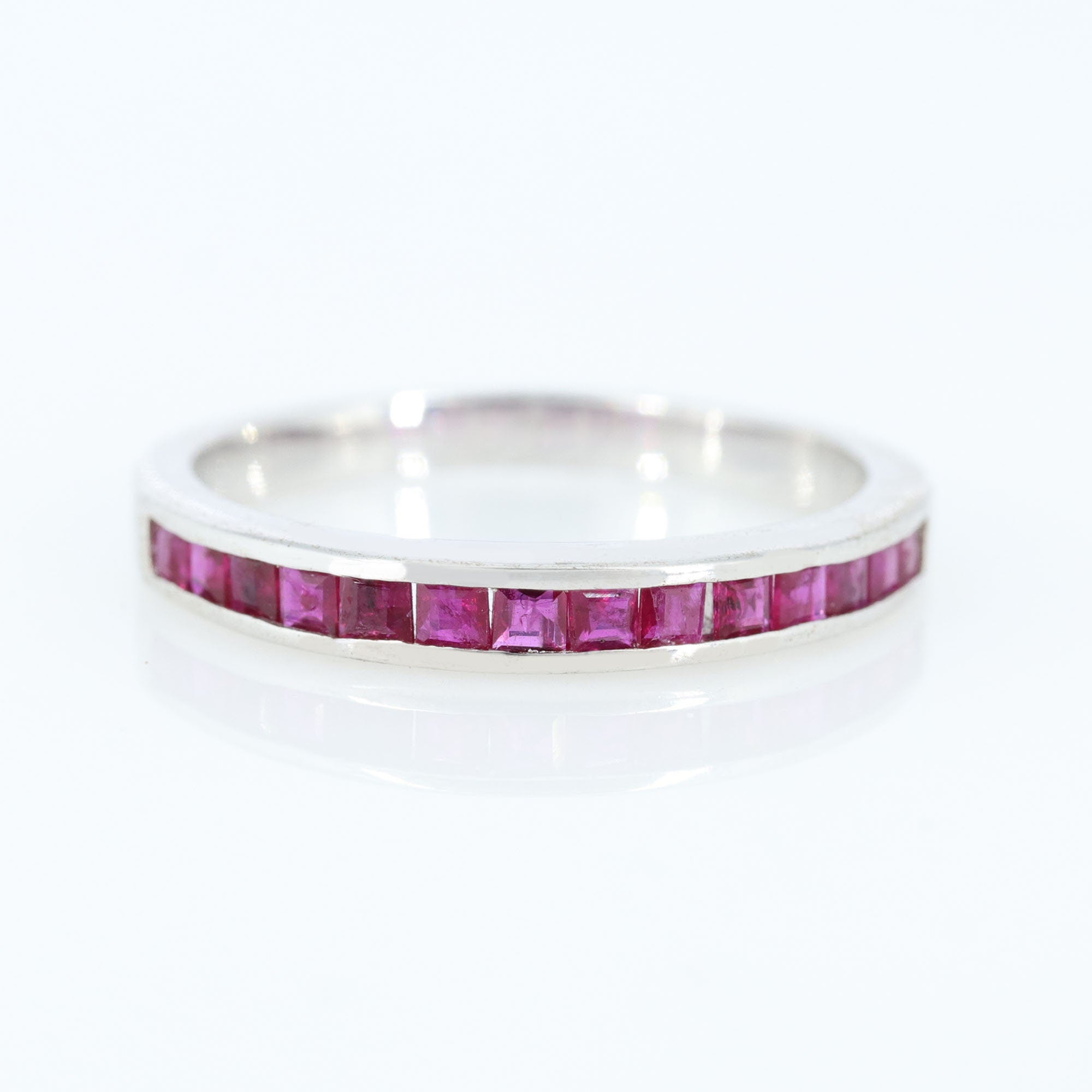 Stackable Band Ruby Half Eternity Ring Silver