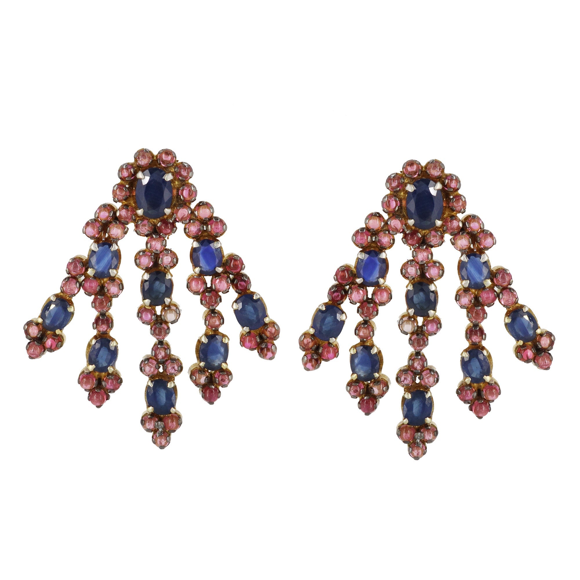 Blue Sapphire & Pink Tourmaline Earring
