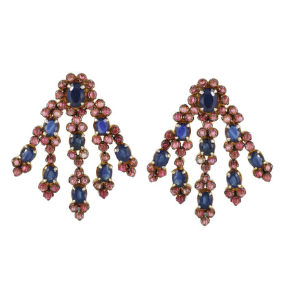 Blue Sapphire & Pink Tourmaline Earring