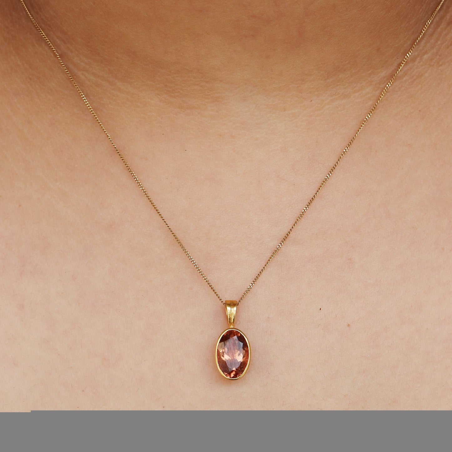 Yellow Orange Tourmaline Pendant 18K Gold