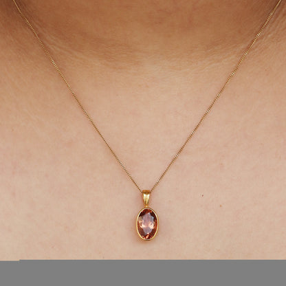 Yellow Orange Tourmaline Pendant 18K Gold