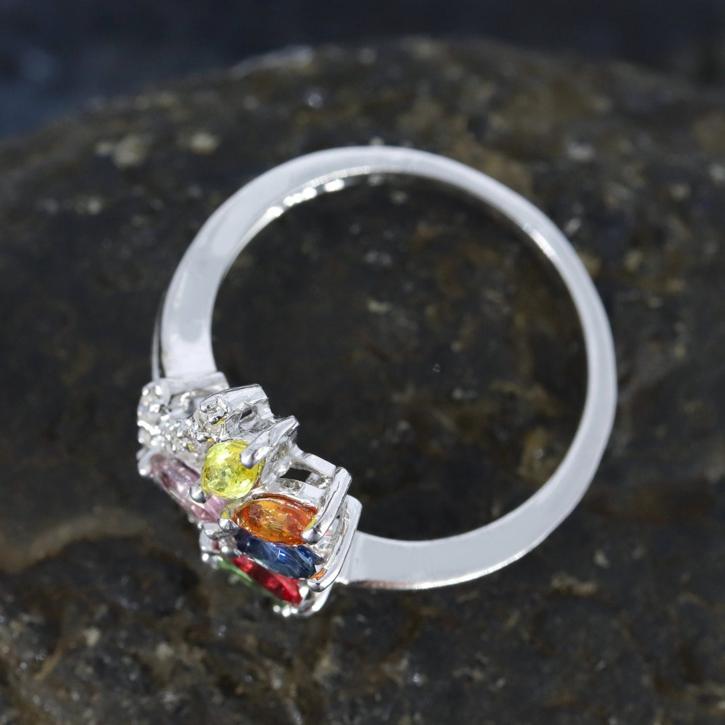 Multi Sapphire Ring Silver