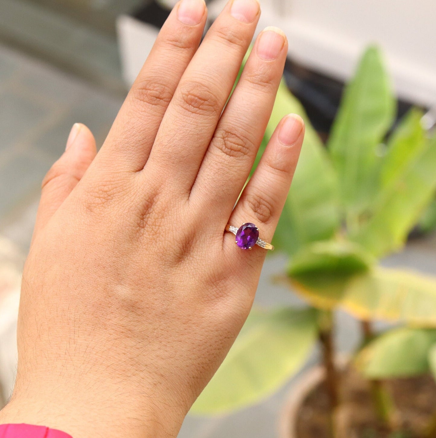 Yellow Genuine Amethyst Ring 14K Gold