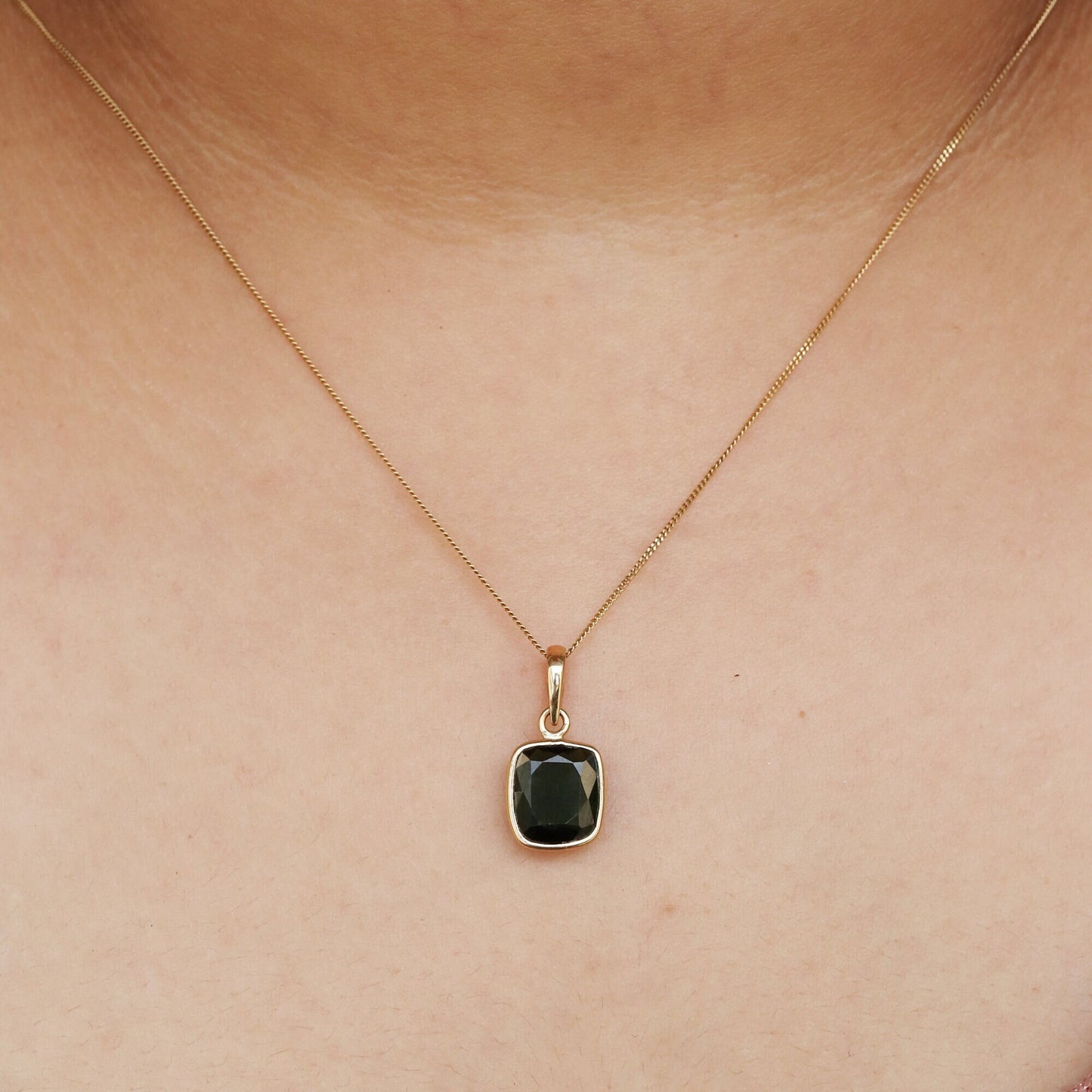 Green Tourmaline Necklace 14K Gold