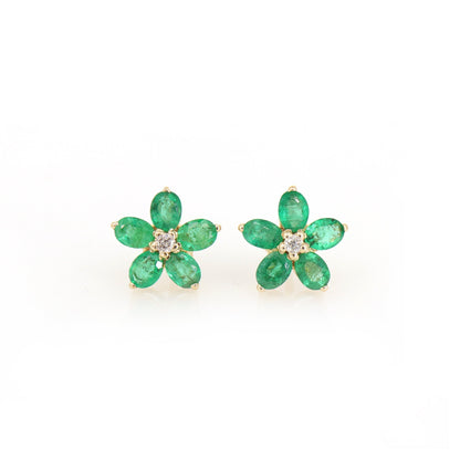 Yellow Emerald Stud Earring 14K Gold