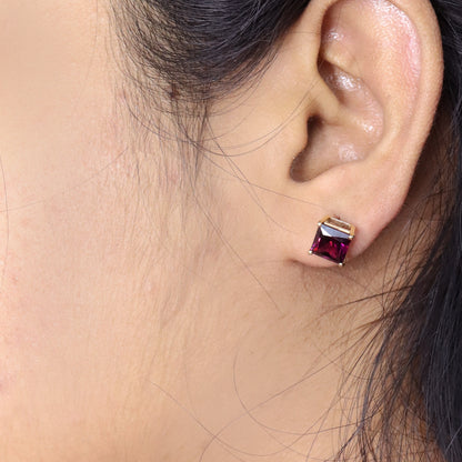 Rohdolite Garnet Studs Yellow January Earring 14K Gold