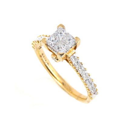 Princess Cut Rose Ring 18K Gold
