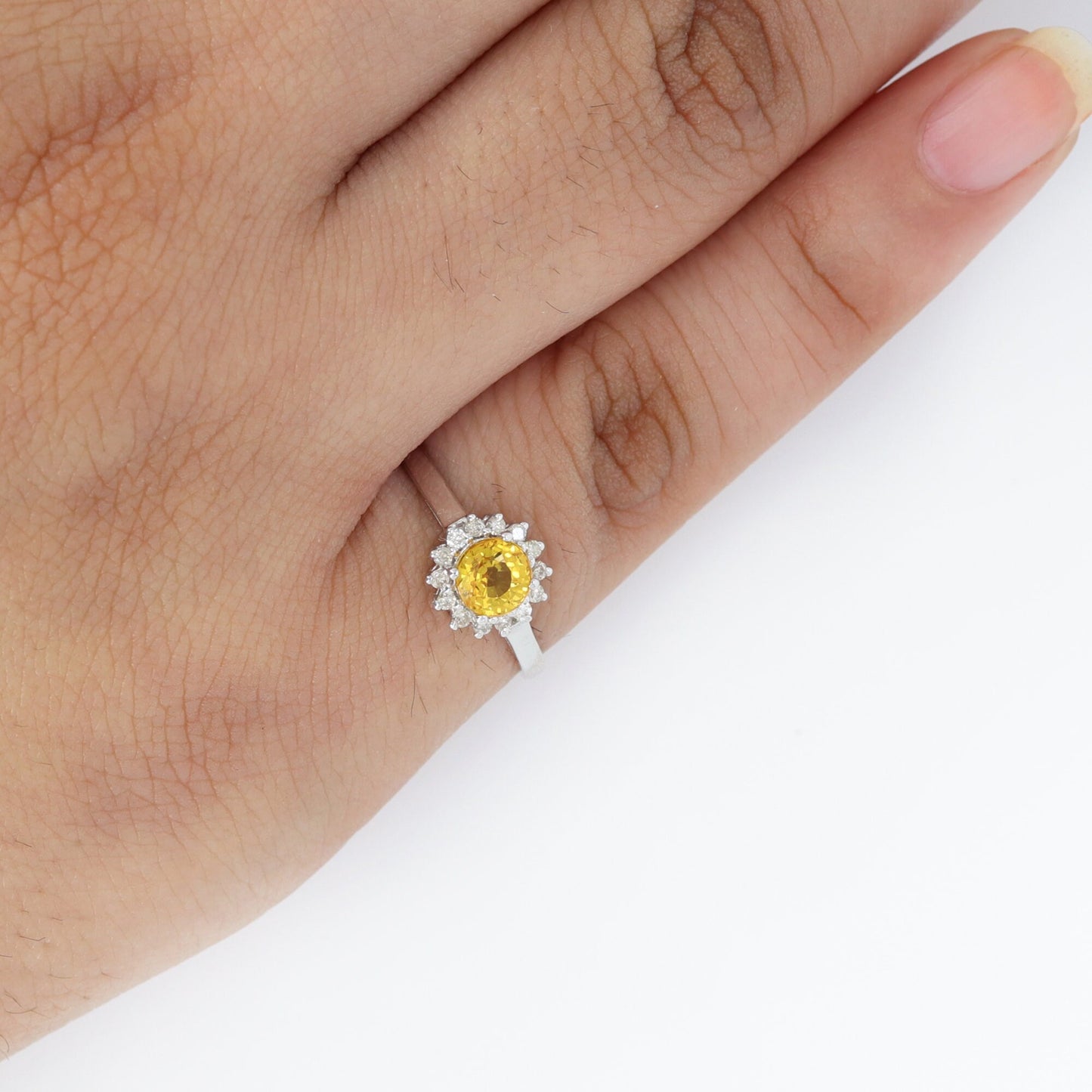 Brilliant Cut Yellow Sapphire Ring 14K Gold