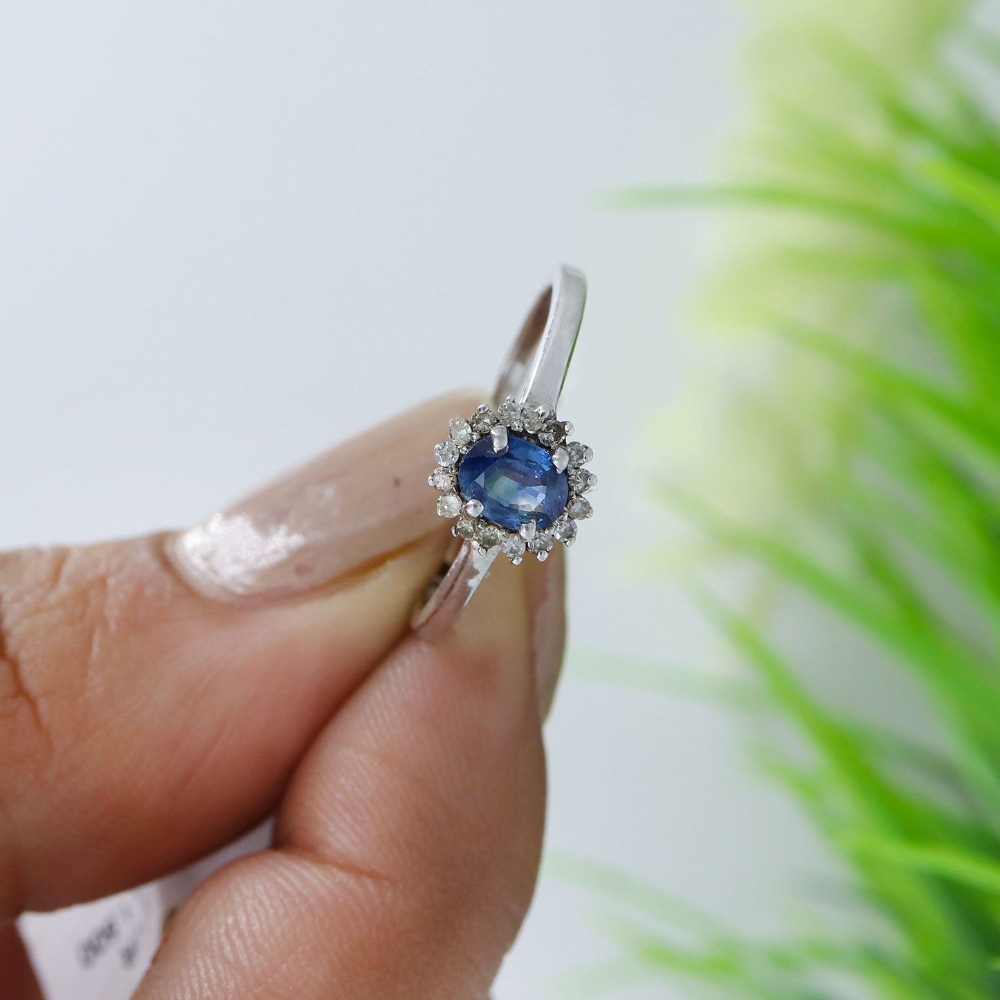 Oval Cut Blue Sapphire Ring Silver