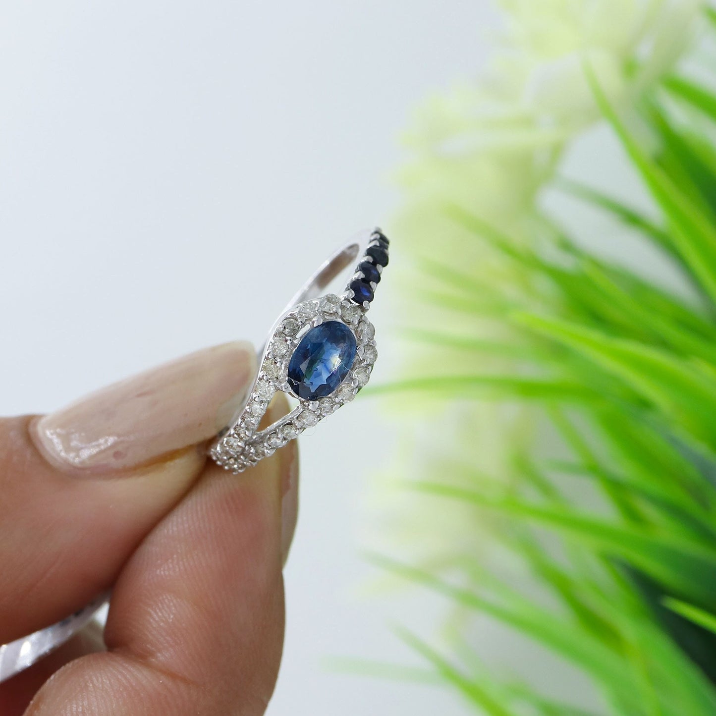Unique Blue Sapphire & Ring Silver