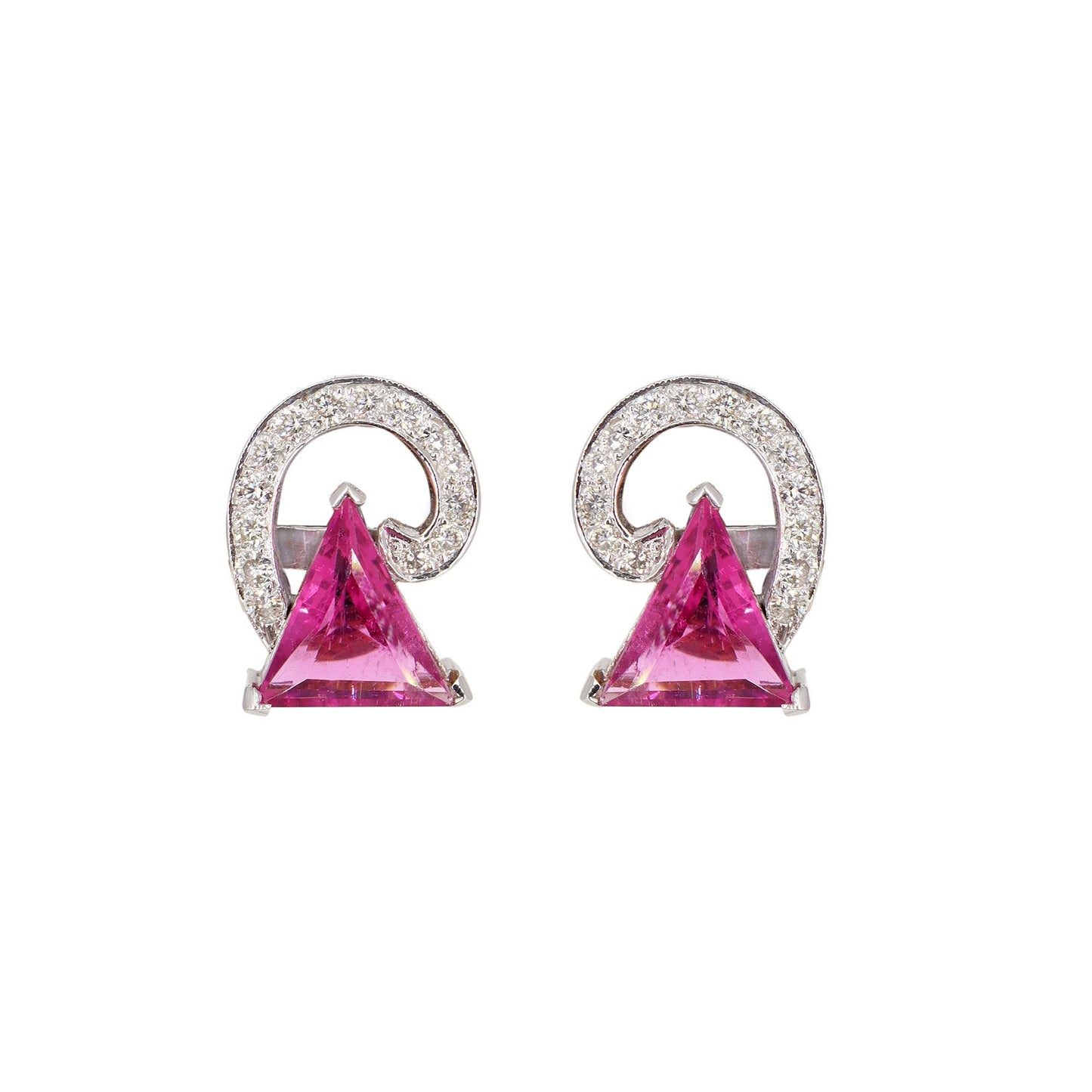 Beautiful White Rubellite Tourmaline Stud Earring 18K Gold