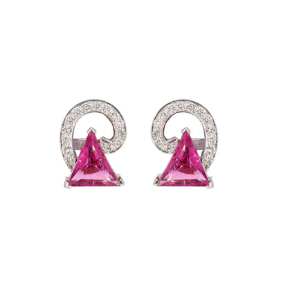 Beautiful White Rubellite Tourmaline Stud Earring 18K Gold