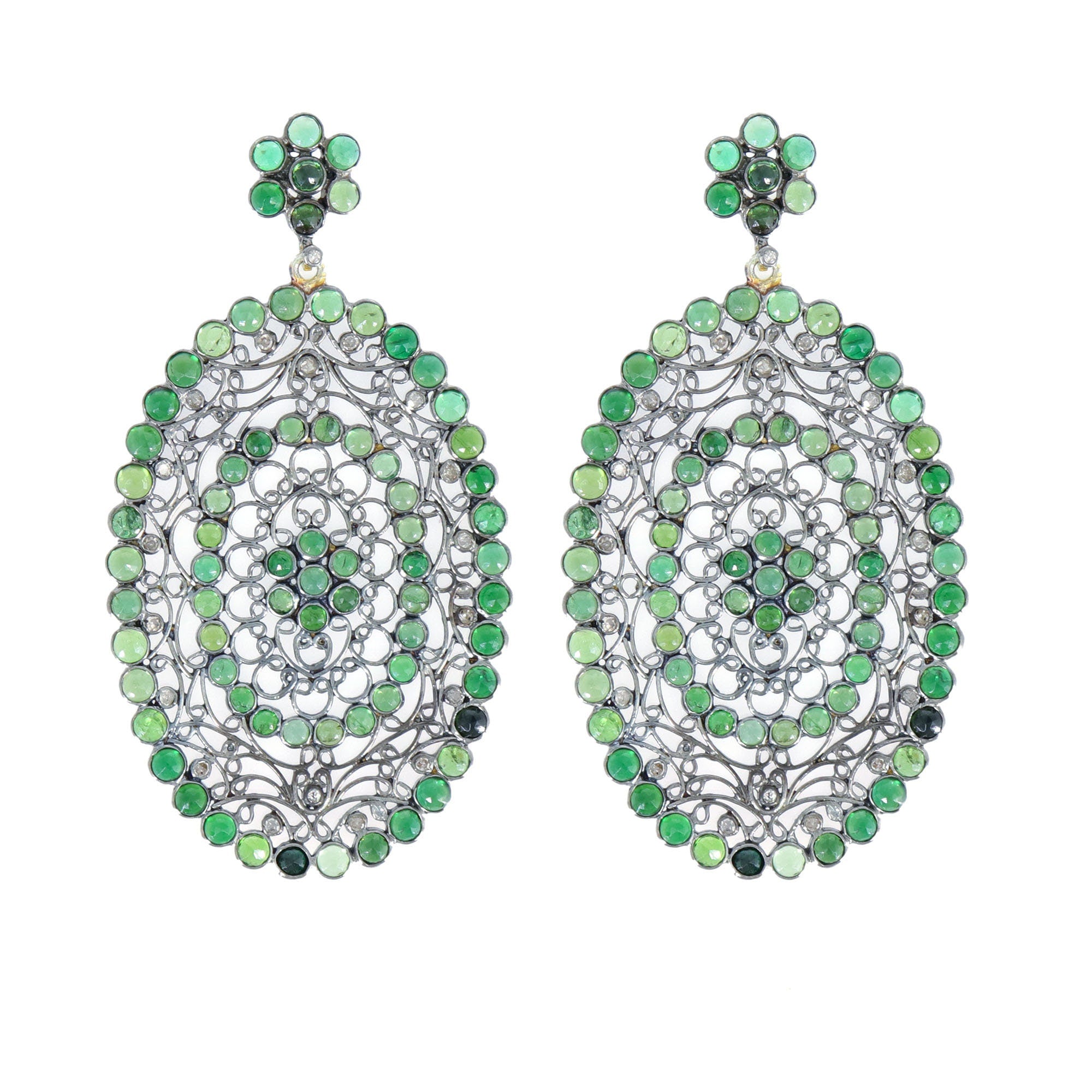 Victorian Stylish Chrome Diopside Gemstone Earring