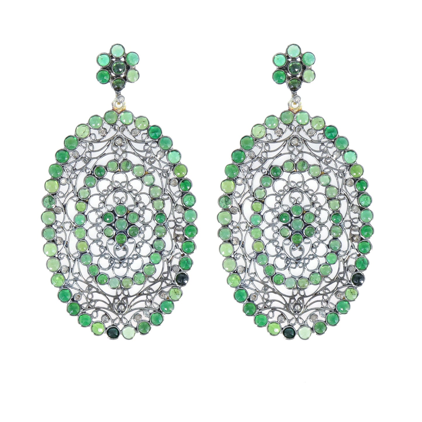 Victorian Stylish Chrome Diopside Gemstone Earring