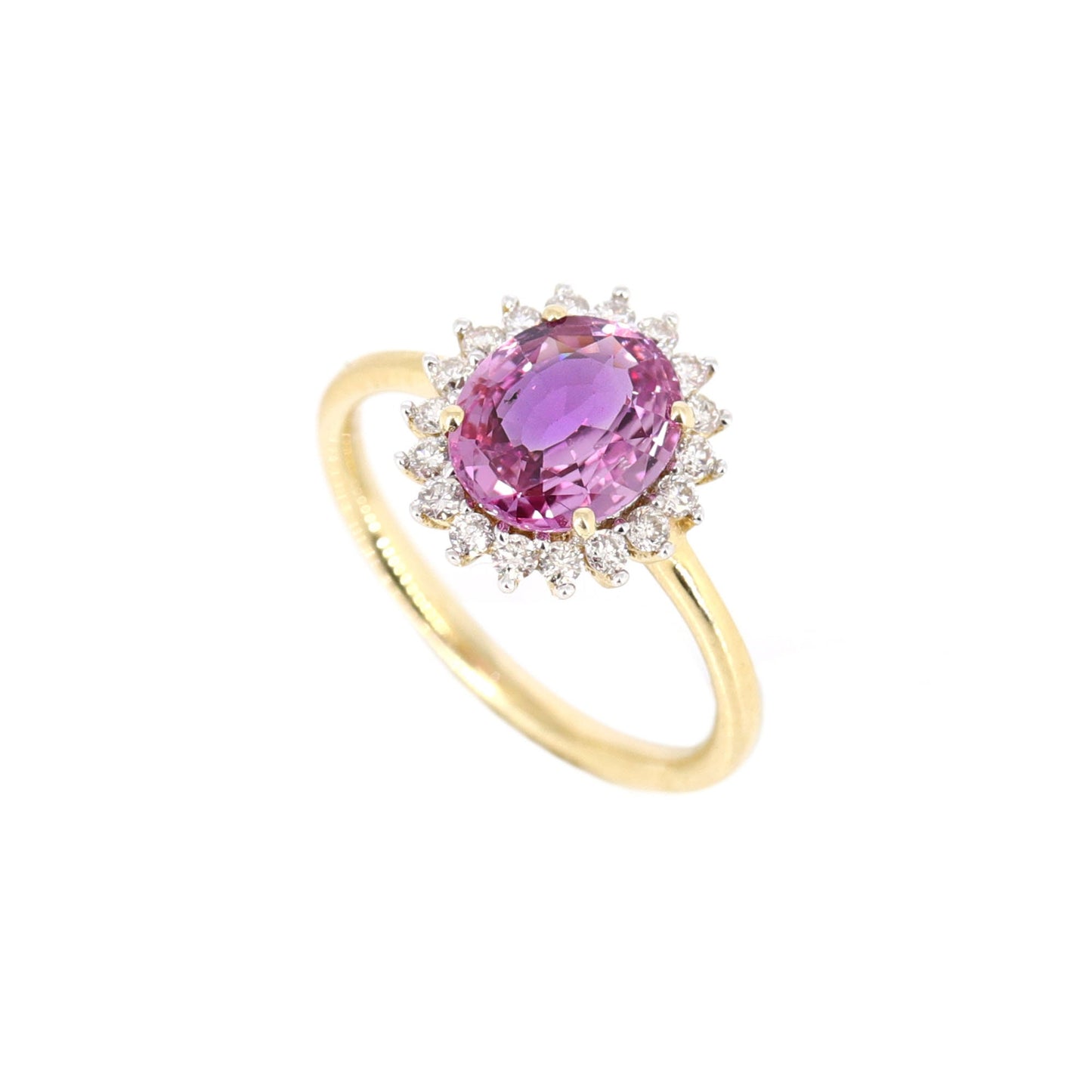 Yellow 1.46 Genuine Pink Sapphire Ring 14K Gold