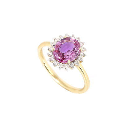 Yellow 1.46 Genuine Pink Sapphire Ring 14K Gold