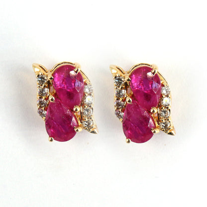 Yellow Classy Ruby Pear Cut Pushbacks Studs/ Small Earring 14K Gold