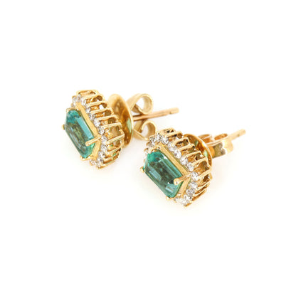 Yellow Jewelry Women Emerald Earring 14K Gold