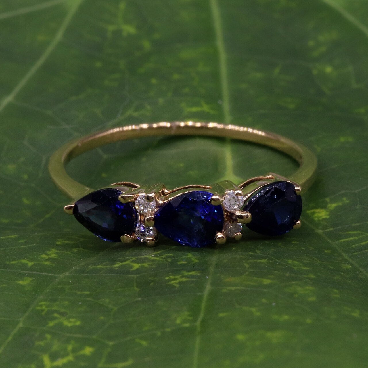 Pear Sapphire Ring 14K Gold